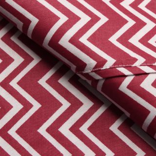 Elite Home Products Expressions Chevron Printed Cotton Sheet Set Red Size Twin