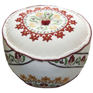 Celebration Suzani Embroidered Pouf Ottoman