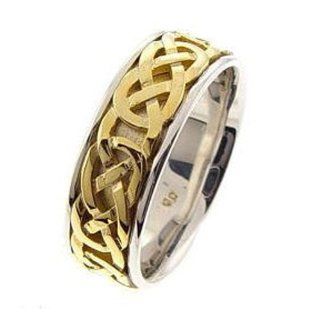 14k Two Tone Gold Trinity Celtic Knot Wedding Ring for Women Jewelry
