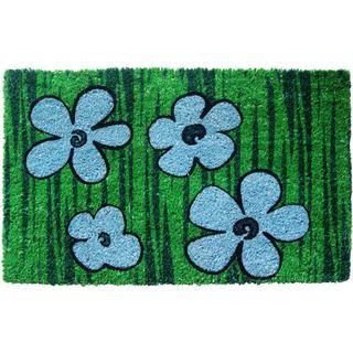 Blue/ Green Floral Non slip Coir Doormat (15 X 24)