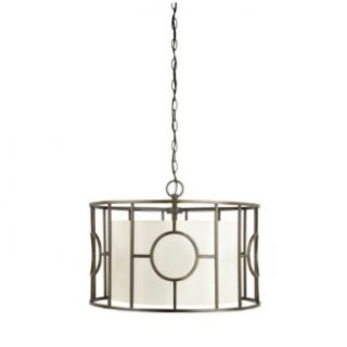 Globe Electric 63341 Designer 20 Inch 3 Lamp Hanging Pendant Flush Mount Light Fixture, Metal Cage with White Fabric Shade   Flush Mount Ceiling Light Fixtures  