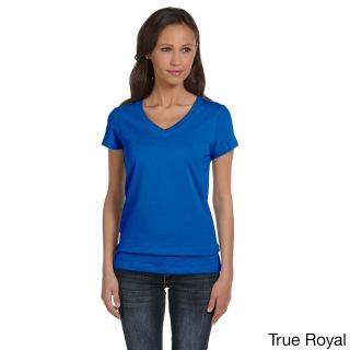 Bella Bella Womens Cotton V neck T shirt Blue Size L (12  14)