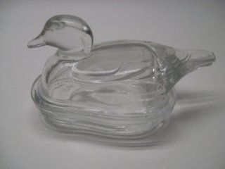 Crystal Clear Mallard Duck Glass Covered Dish Made in Pa Candy Dishes Kitchen & Dining