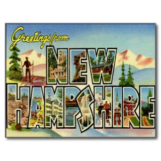 New Hampshire NH Large Letter Vintage Postcard
