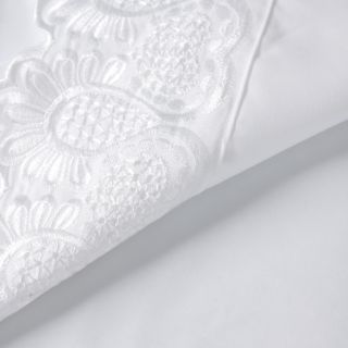 Elite Home Products, Inc Majestic Embroidered Lace Sheet Set White Size Full