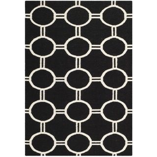 Safavieh Hand woven Moroccan Dhurrie Black/ Ivory Geometric Wool Rug (5 X 8)