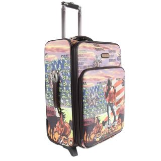 Nicole Lee Cowgirl Flag Print 22 inch Expandable Rolling Carry on