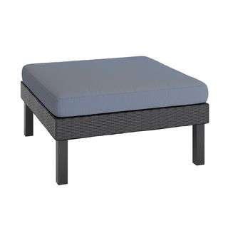 Corliving Oakland Patio Ottoman In Textured Black Weave