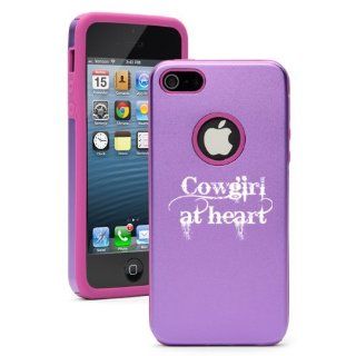 Apple iPhone 5 5S Purple 5D2184 Aluminum & Silicone Case Cover Cowgirl At Heart Cell Phones & Accessories