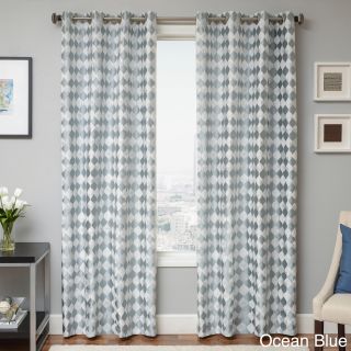 Softline Home Fashions Peyton Woven Jacquard Grommet Top Curtain Panel Blue Size 55 x 84