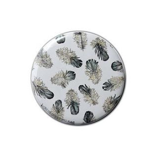 scattered feathers pocket compact mirror by the aviary