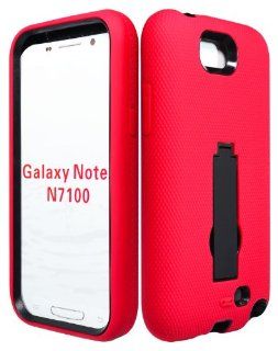 Bastex Red / Black 2 in 1 Armor Hybrid Hard Cover Case with Kickstand for Samsung Galaxy Note 2 II N7100 Cell Phones & Accessories