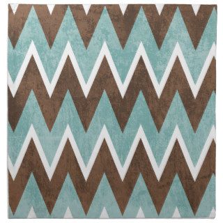 Blue Brown Aztec Chevron Zig Zag Stripes Pattern Cloth Napkin