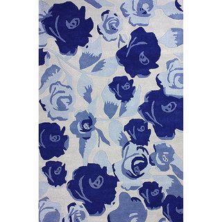 Nuloom Hand tufted Floral Wool Blue Rug (7 6 X 9 6)