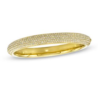 AVA Nadri Crystal Hinged Bangle Bracelet in Brass with 18K Gold Plate