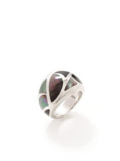 Black Mother Of Pearl Inlay Ring by Stephen Webster