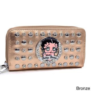 Betty Boop Rhinestone Studded Zip around Wallet
