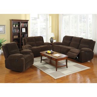 Furniture Of America Borrison 3 piece Dark Brown Flannelette Recliner Sofa Set