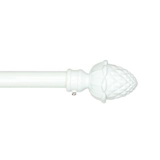 Adjustable White Drapery Rod Set With Pineapple Finial