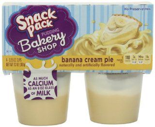 Hunt's Snack Pack Pudding, Bakery Shop Banana Cream Pie, 4 Count (Pack of 12)  Packaged Snack Puddings  Grocery & Gourmet Food