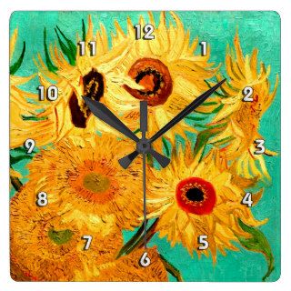 Van Gogh Sunflowers (F455) Vintage Fine Art Square Wallclock