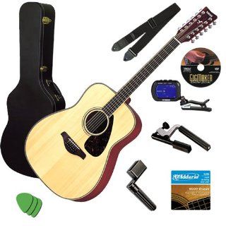 Yamaha FG720S 12 String Guitar STAGE BUNDLE w/ Hard Case, Tuner & Capo Musical Instruments