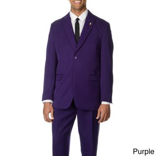 Don Mart Clothes Falcone Mens Single Breasted 3 piece Vested Suit Purple Size 38R