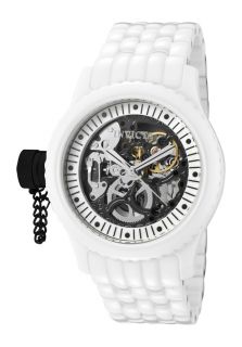Invicta 1900  Watches,Womens Russian Diver Mechanical Skeletioned See Thru Black/Silver/White MOP Dial White Ceramic, Casual Invicta Mechanical Watches