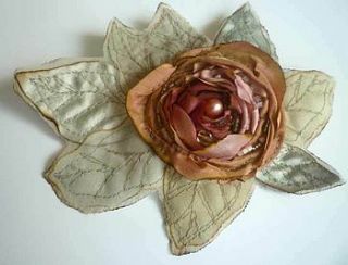 burnt rose brooch 225 by ewa morawski textiles