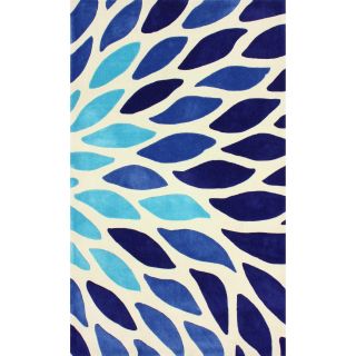 Nuloom Handmade Modern Leaves Polyester Blue Rug (5 X 8)
