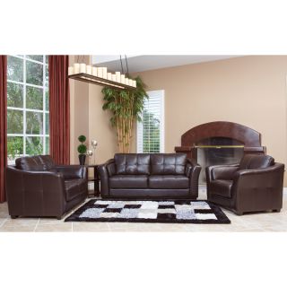 Abbyson Living Torrance Premium Dark Brown Leather 3 piece Living Room Furniture Set