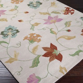 Hand tufted Beige Floral Traditional Wool Rug (57 X 711)