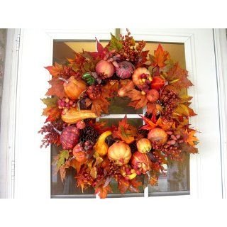 Nearly Natural 4648 Harvest Wreath Fall, 28 Inch, Gold   Thanksgiving Wreath