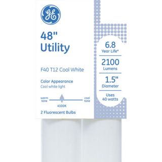GE 2 Pack 40 Watt 48 in Cool White Linear Fluorescent Light Bulb
