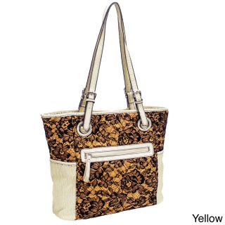 Parinda Melody Quilted Fabric With Croco Faux Leather Tote