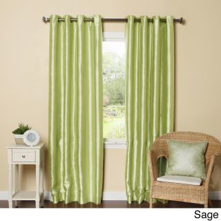 Best Home Fashion Grommet top Blackout Faux Silk Curtain Panel Pair Green Size 52 x 84