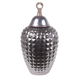 Privilege Large Lidded Silvertone Ceramic Jar