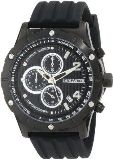Lancaster Men's OLA0372NR Chronograph Black Textured Dial Black Silicone Watch Watches