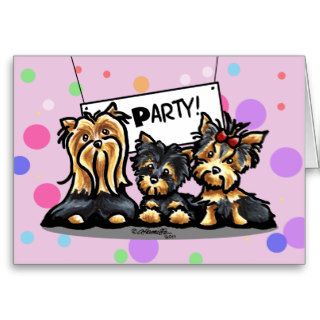 Three Yorkies Party Happy Birthday Card