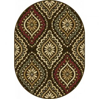 Lagoon Brown Oval Transitional Area Rug