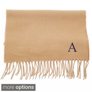 Camel Monogrammed Fringe Scarf