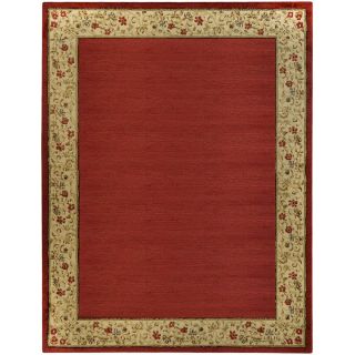 Pasha Collection Solid French Border Red Ivory 710 X 106 Area Rug
