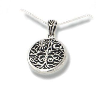 Celtic Tree of Life Art Symbol with Sun and Moon Sterling Silver Pendant with 18" Necklace Jewelry