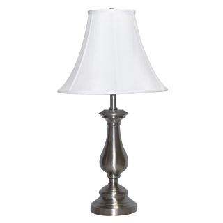 Brushed Silver Shantung Bell Shade Traditional Table Lamp