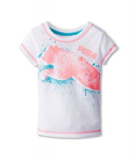 Puma Kids Splatter Cat Tee Girls T Shirt (White)