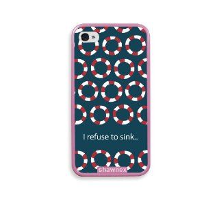 Shawnex Refuse To Sink Lifesaver Nautical Pattern Pink Silicon Bumper iPhone 4 & 4S Case   Fits iPhone 4 & 4S Cell Phones & Accessories