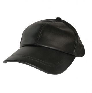 Leather In Chicago, Inc. Hollywood Tag Black Leather Baseball Cap Black Size S