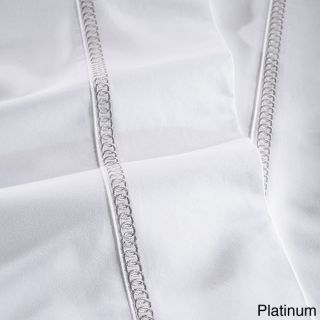 Westport Linens Links Embroidered Egyptian Cotton Sateen 300 Thread Count Sheet Set Silver Size Queen