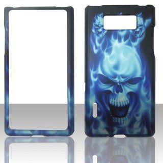 2D Blue Skull LG Venice US730 / Splendor / Snapshot LS730 / US730 (Boost Mobile / Sprint / U.S Cellular) Case Cover Hard Phone Snap on Cover Case Protector Faceplates Cell Phones & Accessories