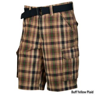 Guide Series Mens Plaid Belted Cargo Short 708131